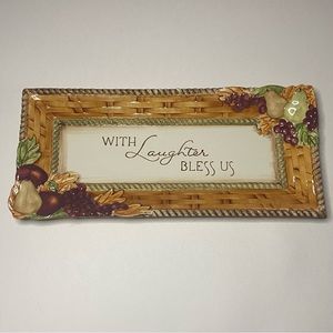 Grasslands Road Medium Nesting Serving Tray Ceramic With Laughter Bless Us